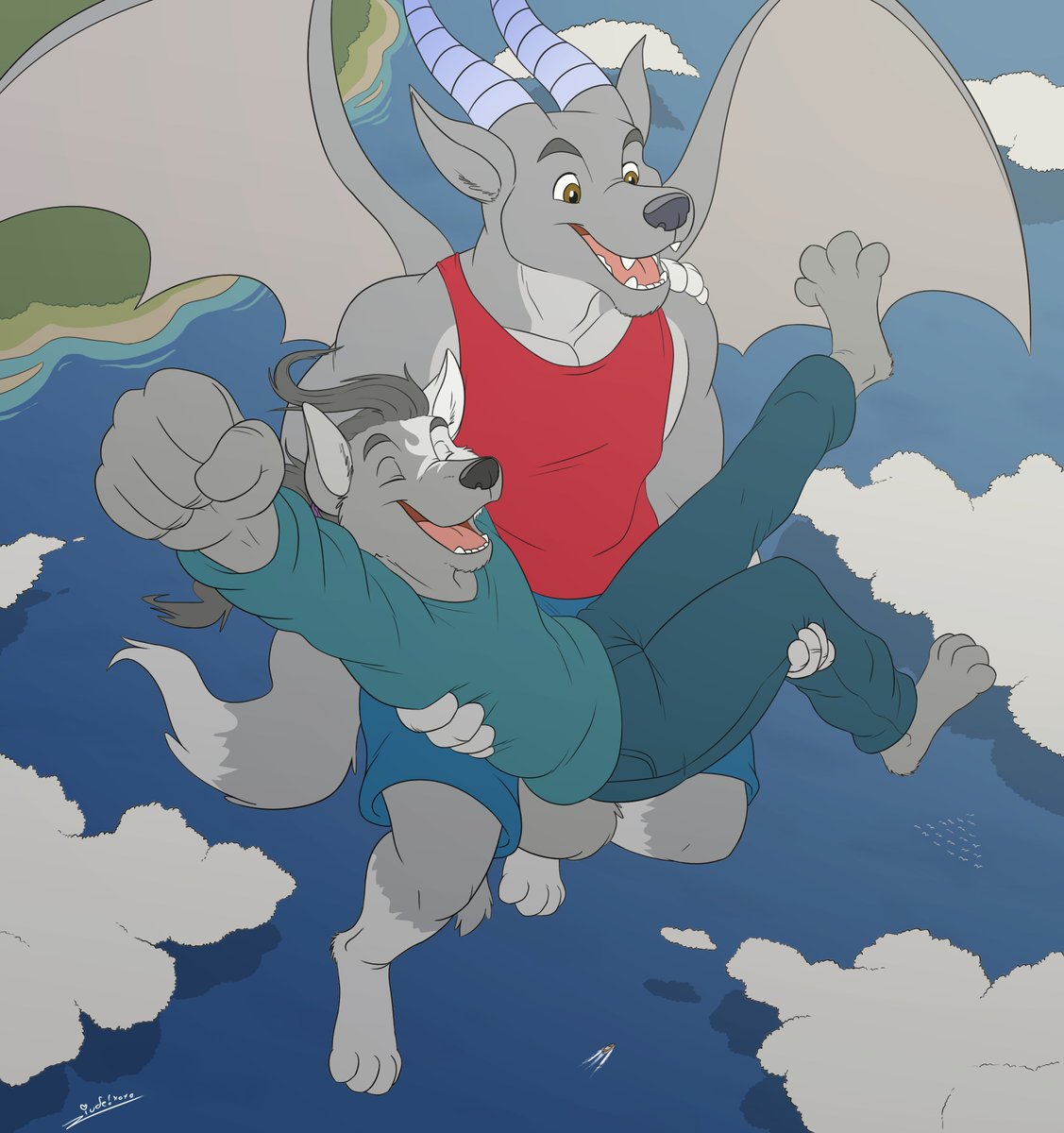 Flat color commission for <a href="/wolfdragon2art/">Wolfdragon2art</a> 

Fly away! To adventure!