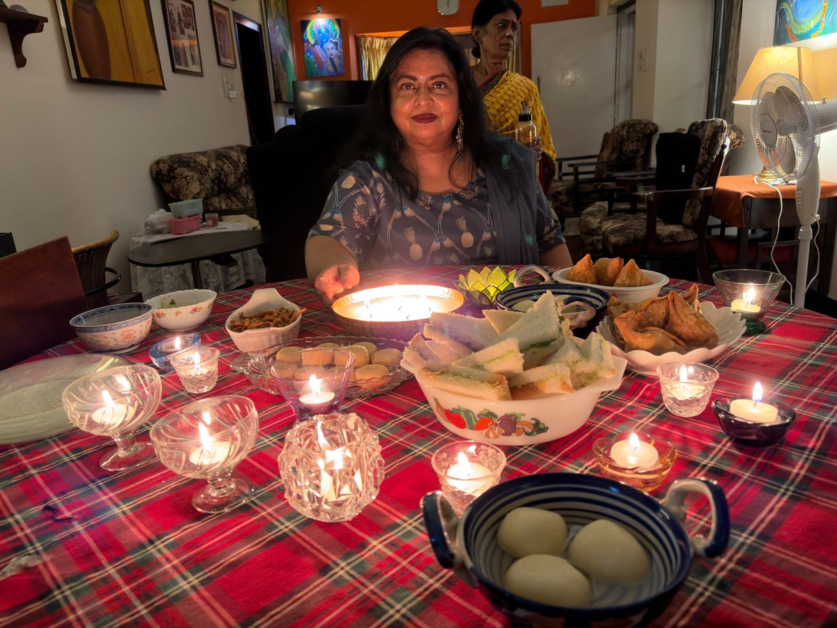 Right from our prayers... to  hectic preparations to make sweets and savouries, clean the house, arrange the lamps, the rangoli and diyas   - Diwali is so special for Indians! Sharing our beautiful moments with mom. Made Rava laddus, chakli,barfi, rasgullas, diamond cuts...