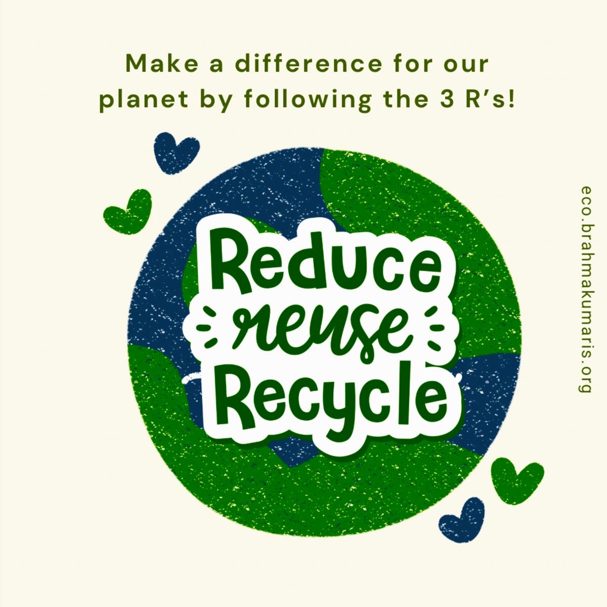EcoBrahmaKumari's tweet photo. Make a difference for our planet by following the 3 Rs:

REDUCE🩵REUSE💚RECYCLE💙

#OptimisticOctober 
#ClimateWisdom
#COP30

#ecobrahmakumaris  #environment https://t.co/VSXyhfdWfy