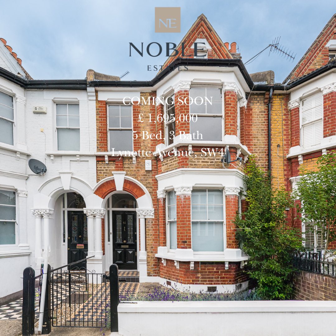 Coming Soon.
 
A beautifully appointed five-bedroom family home perfectly located moments from the amenities of Abbeville Road and Clapham Common, spanning over 2,200 SqFt.
 
Guide price: £1,695,000
 
Get in touch to find out more:
T| 020 7498 8600
E| info@noble-estates.co.uk