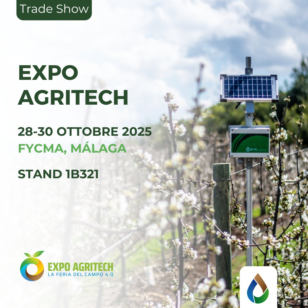 WiseconnEurope's tweet image. Dal 28 al 30 ottobre 2025, #WiseConnEurope sarà presente a @ExpoAgritech, presso il centro fieristico FYCMA di Málaga🌱Ti aspettiamo allo stand 1B321!💧

#AGR25 #DropControl