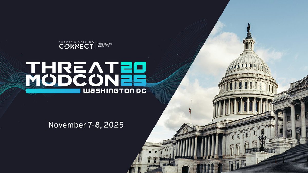 Just 2 weeks until #ThreatModCon 2025 DC! 🔥 VERY limited spots left. Grabs yours now: hubs.li/Q03LMJWc0

Dive into AI talks that matter, real-world lessons from practitioners, birds-of-a-feather chats, rooftop views, and a community you’ll want to stay connected with.