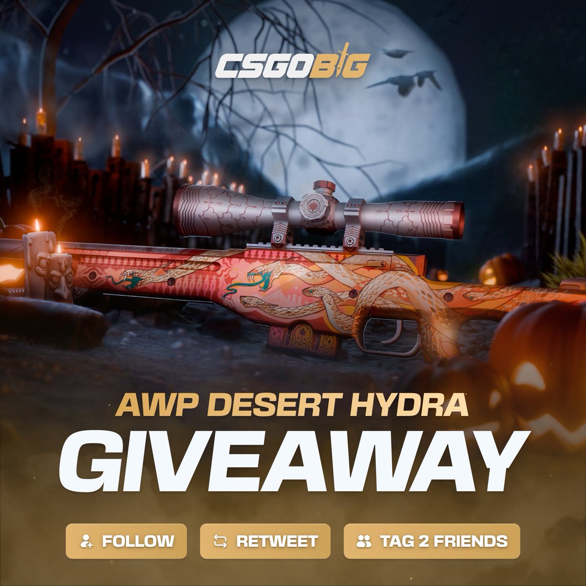 AWP Desert Hydra Giveaway! 🎃

- Retweet &amp; Like
- Follow @CSGOBig 
- Tag 2 Friends

The winner will be chosen on the 31st.