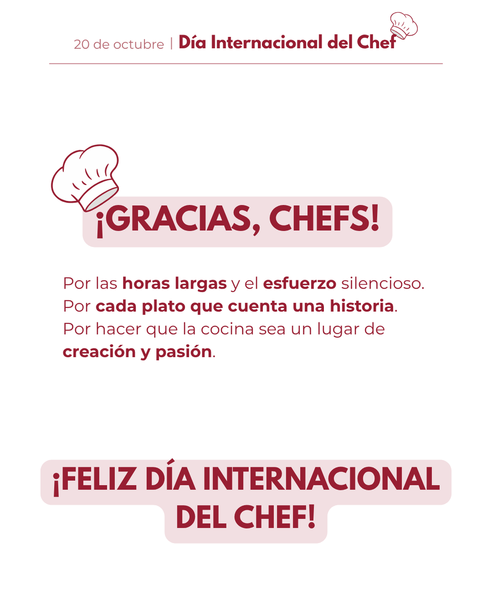 EUHTStPOL's tweet image. 👨‍🍳 ¡Feliz Día Internacional del/la Chef! 👩‍🍳

Por la dedicación, la pasión y la creatividad de quienes lideran la cocina y hacen posible que cada plato sea un proyecto bien ejecutado, reflejando el valor y el compromiso de toda una profesión.

#EUHTStPOL #DíaInternacionalChef