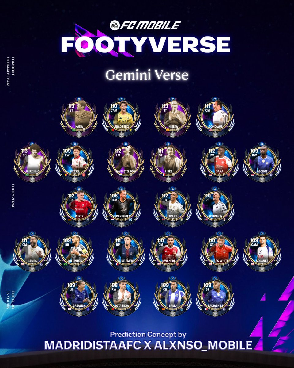 🌌 Step into the Footyverse — where football meets the multiverse. ⚽✨

From Shapeshifters to Morphoverse, Gemini to Kin — every dimension rewrites the game. 🔥

🤝 Collab with <a href="/ALXNSO_MOBILE/">Alxnso</a> 👑

#FCMobile #Footyverse #FC26 #Predictions