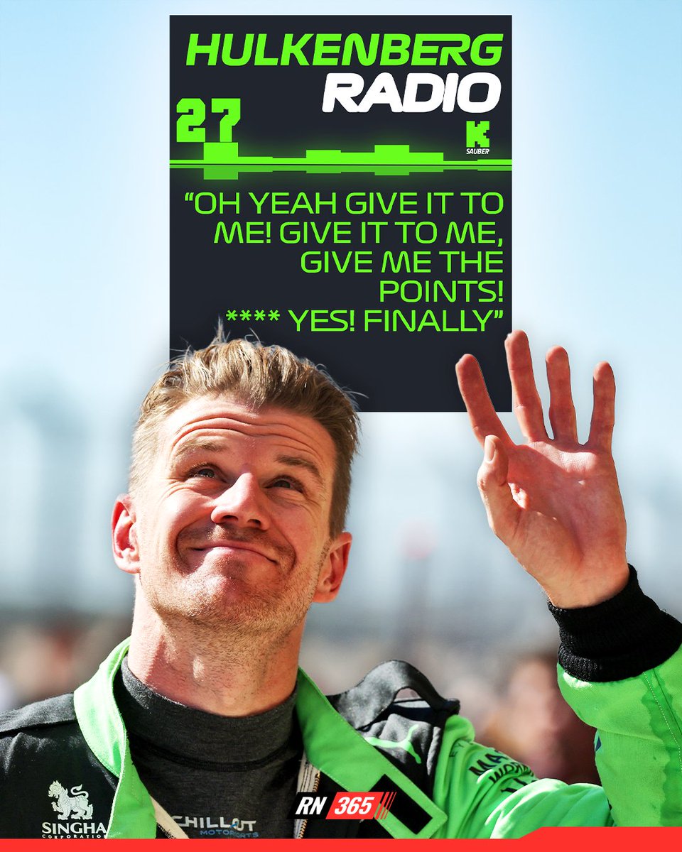 Racingnews365c's tweet photo. Nico Hulkenberg scored his first points since his podium in Silverstone, and it showed! 😆
#F1 #Formula1 #RN365 #USGP #NicoHulkenberg #StakeF1 #SauberF1 https://t.co/MGwbz3K23h