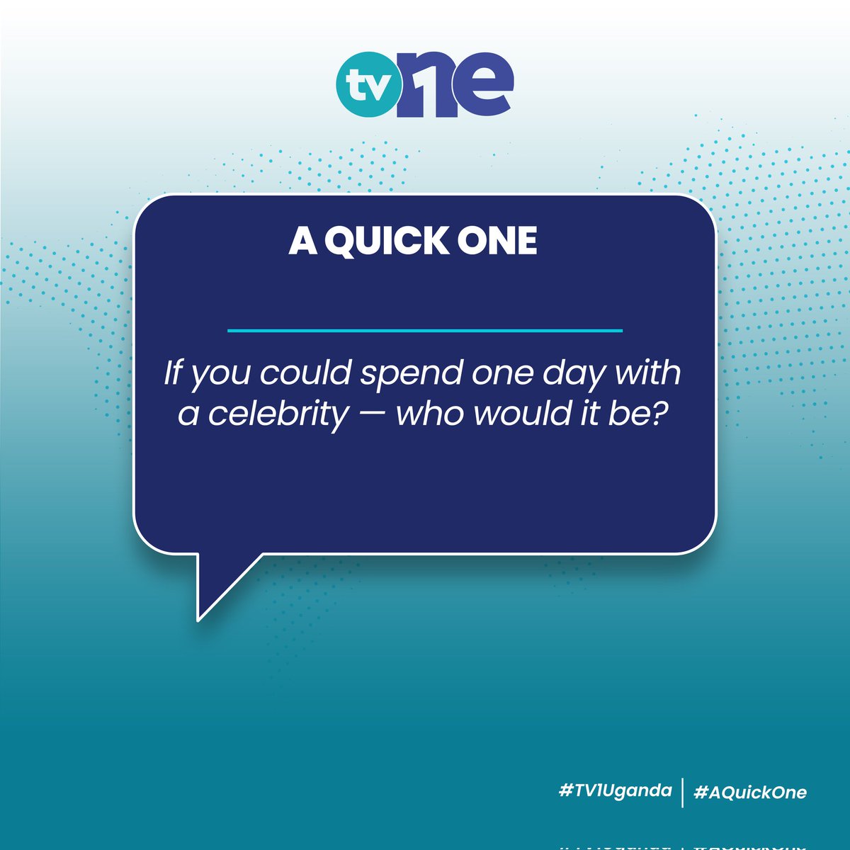 Tv1uganda's tweet photo. Who is that celebrity....?
#AQuickOne #TV1Uganda https://t.co/VD8XN8MMPf