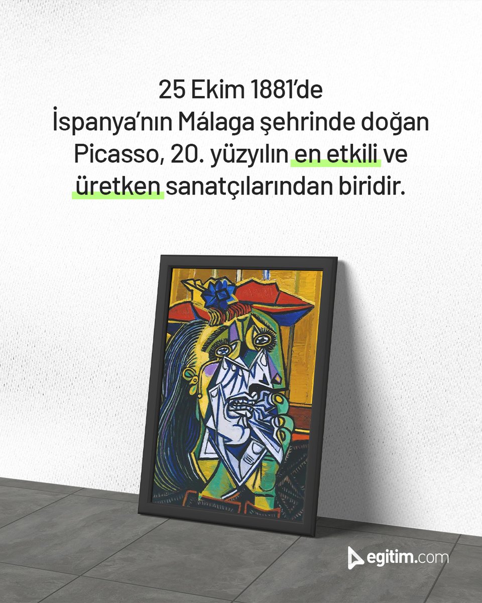 egitim_com's tweet image. Sanatıyla 20. yüzyılı dönüştüren ve bize bambaşka bir bakış açısı bırakan Picasso’nun dünyasına adım atmaya ne dersin? 🎨

#EğitimeDeğer #Egitimcom #PabloPicasso #ModernSanat #Kübizm #Guernica #SanatTarihi