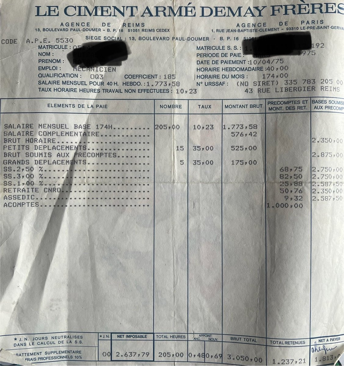 Ionès Jaoulane (@agorabaq) on Twitter photo 📄 La fiche de paie d’un membre de ma famille en 1975…
1975 : 8,67 % de cotisations, retraite à 65 ans, vie 73 ans.
2025 : 22 %, retraite à 62 ans, vie 83 ans.
💥 On vide le portefeuille des actifs pour un système qui refuse de voir qu’il n’y a plus assez de cotisants 🤦🏻♂️ 📄 La fiche de paie d’un membre de ma famille en 1975…
1975 : 8,67 % de cotisations, retraite à 65 ans, vie 73 ans.
2025 : 22 %, retraite à 62 ans, vie 83 ans.
💥 On vide le portefeuille des actifs pour un système qui refuse de voir qu’il n’y a plus assez de cotisants 🤦🏻♂️