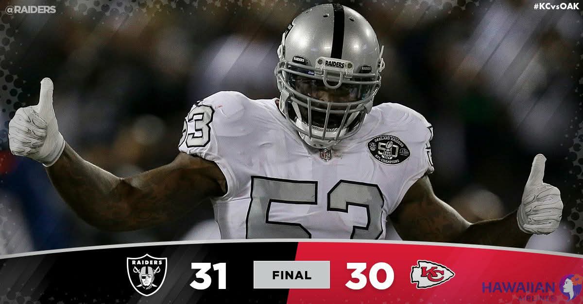 Oaklraiders1976's tweet photo. 8 years ago today the Raiders beat the Chiefs.  Derek Carr and Amari Cooper had big days. #Raiders #RaiderNation https://t.co/LYjlYQULVV