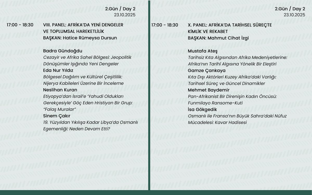 Afrika’da Siyaset ve Toplum Kongresi başlıyor! 
22-23 Ekim tarihlerinde online gerçekleşecek kongremizin programı yayınlandı. 

🔗Katılım linkine buradan ulaşabilirsiniz:
us05web.zoom.us/j/89143184881?…