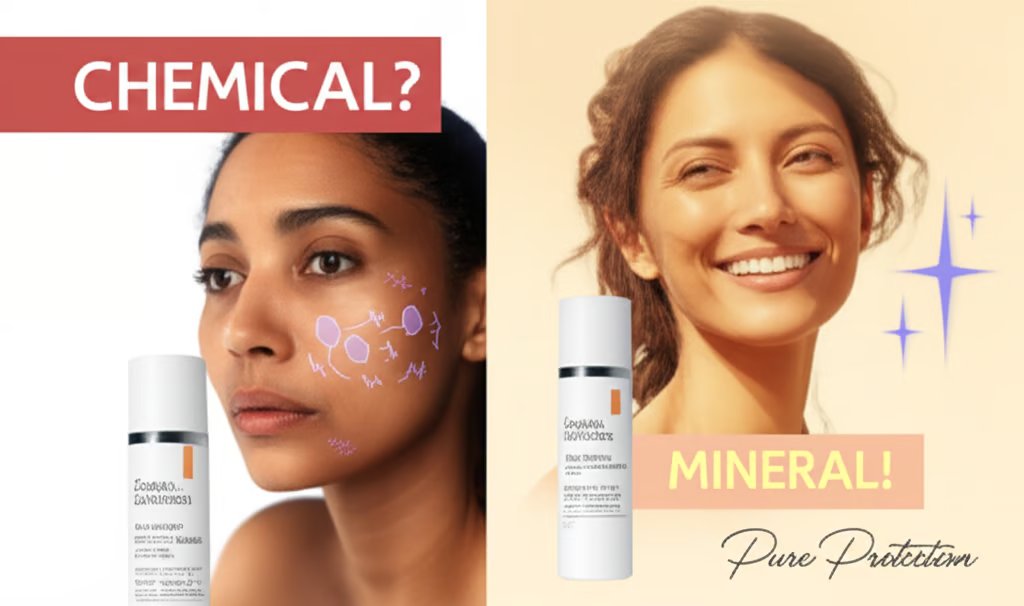 cosmi_app's tweet photo. Mineral vs chemical sunscreen:
• Mineral (ZnO/TiO2): sits on skin, gentler, reef-friendlier; possible white cast.
• Chemical: absorbs UV→heat, sheer; may irritate; apply 15–20 min before sun.

Best is the one you’ll wear daily. SPF30+; reapply every 2h.