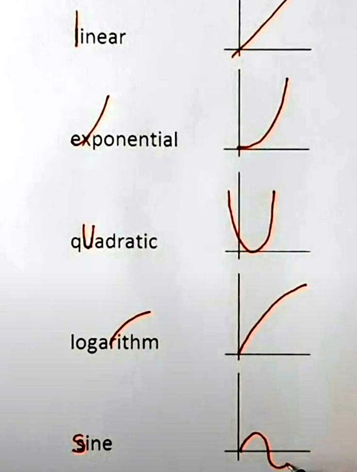 PhilosophyOfPhy's tweet image. The graphs of five different types of mathematical functions.