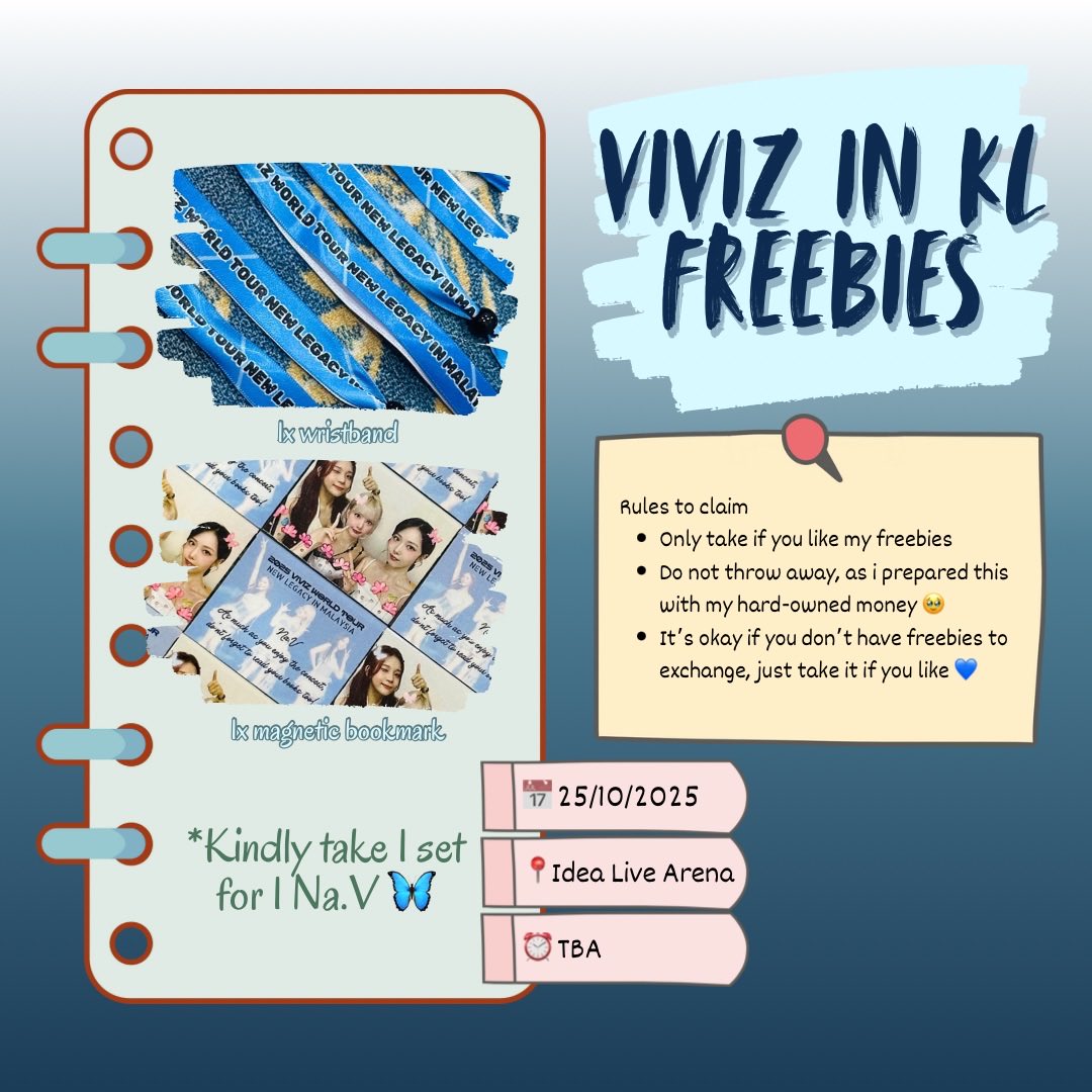Freebies freebies 🔊
Will update the exact location &amp; time on d-day! 🙆🏻‍♀️ See youu na.v들🦋

#NEW_LEGACY_in_MALAYSIA #VIVIZinMALAYSIA #VIVIZinKL