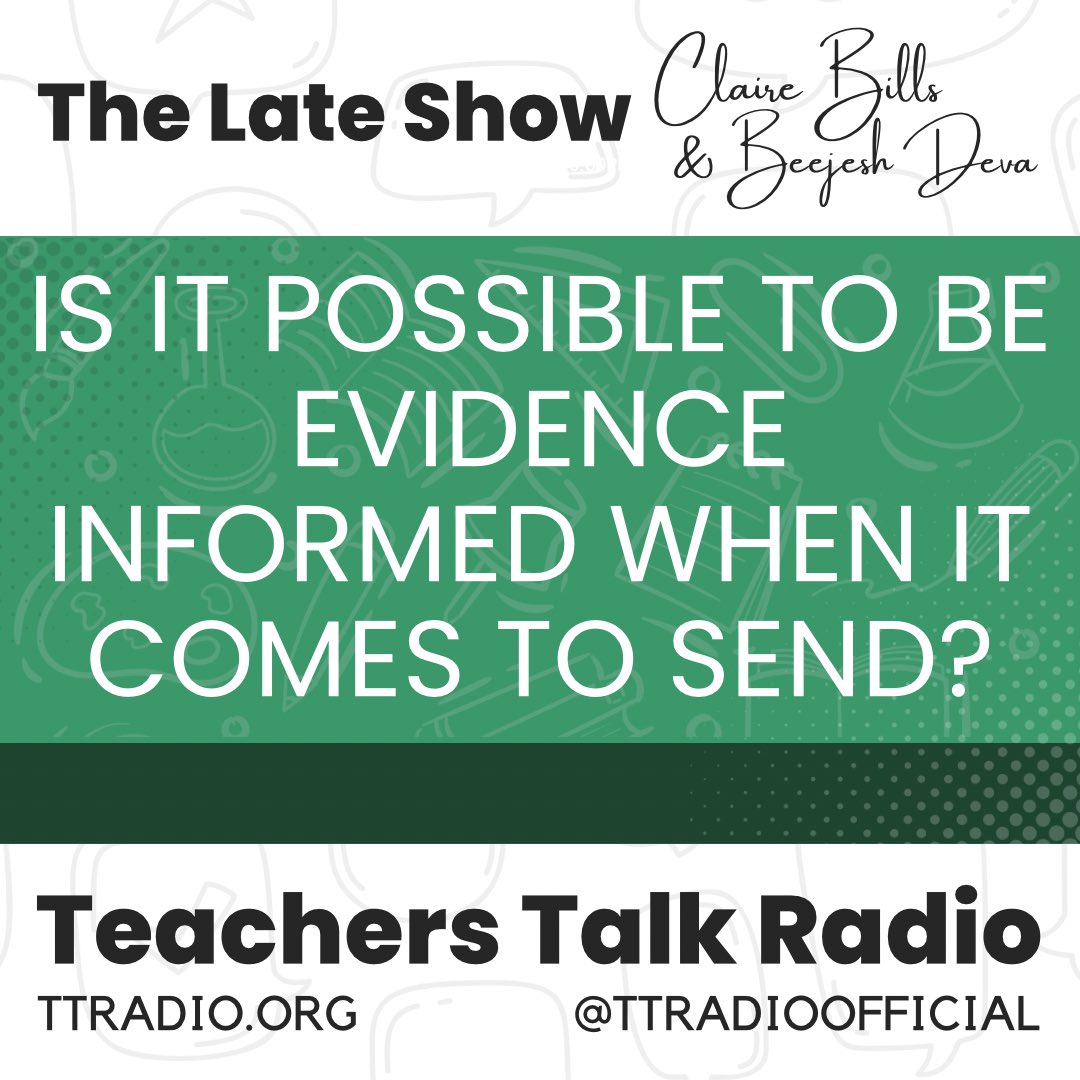 Last minute guerrilla radio alert: Join <a href="/clairelbills/">Claire Bills 🙋</a> and me tonight at 8pm on <a href="/TTRadioOfficial/">Teachers Talk Radio</a> for this: