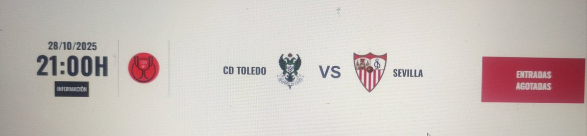 Pues menos de una hora han durado... Vaya partidazo que se nos viene <a href="/CD_Toledo/">C.D. Toledo 🦅💚⚪️</a> <a href="/SevillaFC/">Sevilla Fútbol Club</a>