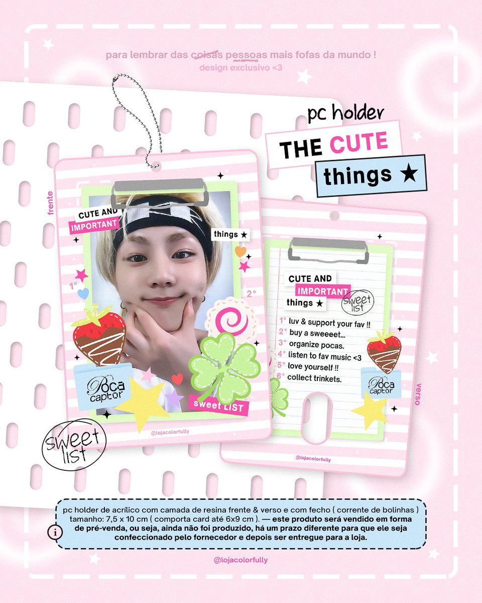 lojacolorfully's tweet image. ⭐🍓 the cute things 🍀🍥
৻ 🆕 pc holder para lembrar das ̷c̷o̷i̷s̷a̷s̷ pessoas mais fofas do mundo ! ♡ disponível em breve, aqui na @lojacolorfully 🗯💗