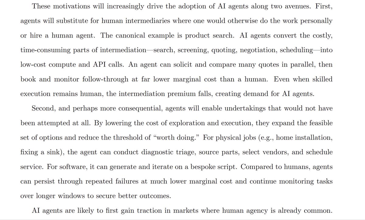 I have been waiting for a paper on AI agents and transaction costs and, well, agency problems

Agentic work, by its nature, drastically changes how these operate, with huge implications for how we organize markets and firms, which are largely shaped by agency &amp; transaction costs