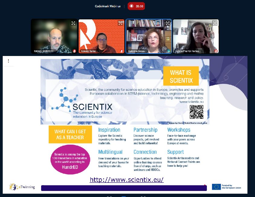 rafaelmb_1's tweet image. There's also time for @scientix_eu in the @eTwinningEurope #webinar on @CodeWeekEU organized by the Basic Skills Featured Group school-education.ec.europa.eu/en/etwinning/g…