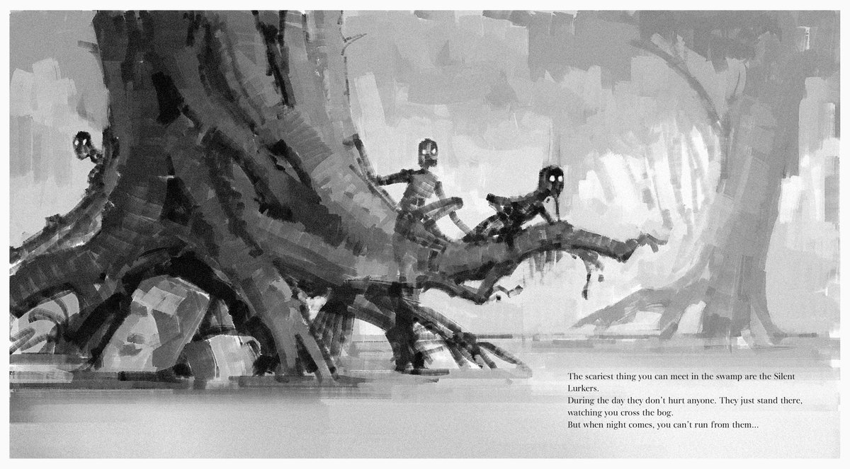 Quick sketch for my personal project! 
The Silent Lurkers, dangerous creatures from the swamp
