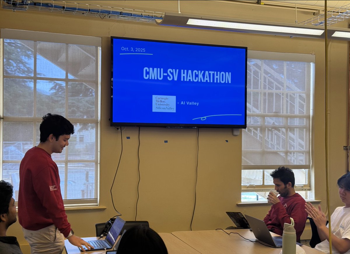 CMU-SV recently hosted the hackathon "Tech For Good," bringing together 13 innovative CMU teams and 11 industry judges from OpenAI, Meta, YC, and more. Congratulations to SafeBark—Haotian Yang, Leo Shi, Yue Yu, and Lan Luo—for taking first place!