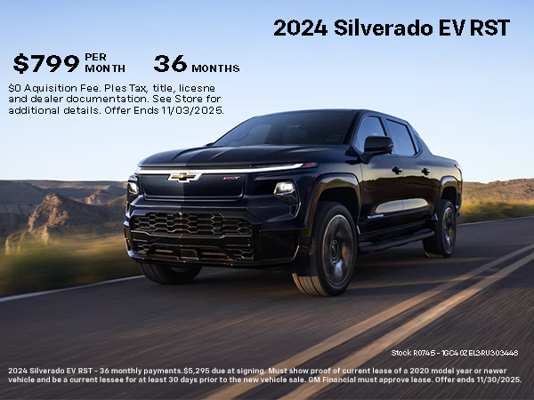 KerryChevrolet's tweet photo. Experience the power and innovation of the new Silverado EV RST—drive yours for just $799/mo! https://t.co/hLhD85Y58y https://t.co/bxmM9w5WXz