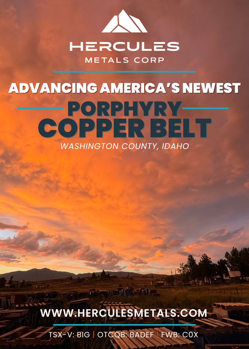 🤝Hercules Metals will be appearing at the IMA's 2025 Idaho Mining Conference next week🤝

Come by the Boise Centre on October 27 and 28 to meet the team and learn more about how Hercules is advancing America's newest porphyry copper belt!

$BIG.V $BADEF $C0X