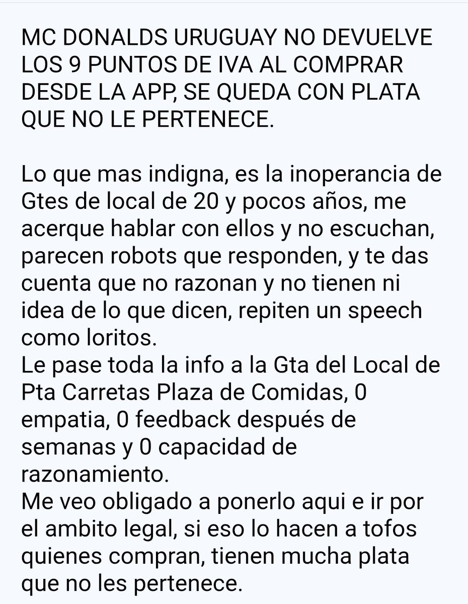 Damis1981's tweet photo. @McDonalds_Uy 
Por favor @mef_Uruguay donde puedo denunciar esto? @quejasya @compresidencia @OrsiYamandu https://t.co/ohIodC39UI