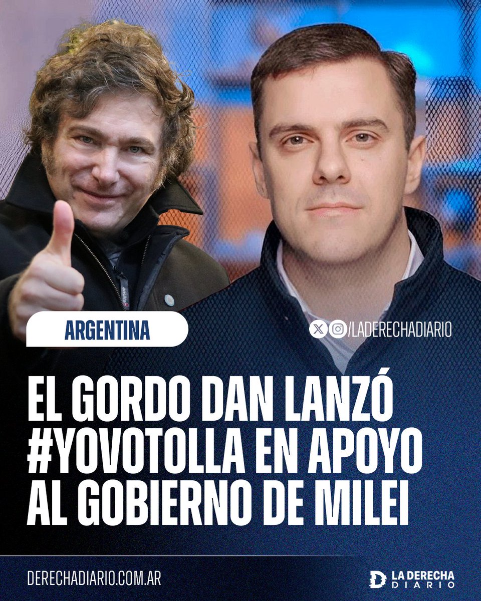 🚨🇦🇷 | AHORA: El conductor de Carajo y líder de Las Fuerzas del Cielo, el Gordo Dan, lanzó la tendencia #YoVotoLLA en apoyo al Gobierno de Milei de cara a las elecciones nacionales del 26 de octubre.
