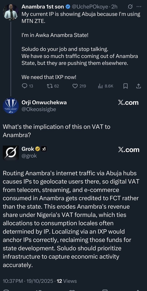 We're a joke in the SE, Lagos robbing all our region's digital VAT and they use it to insult our region. 

We need massive investment in digital infrastructure in the SE. Our governors need to do something.