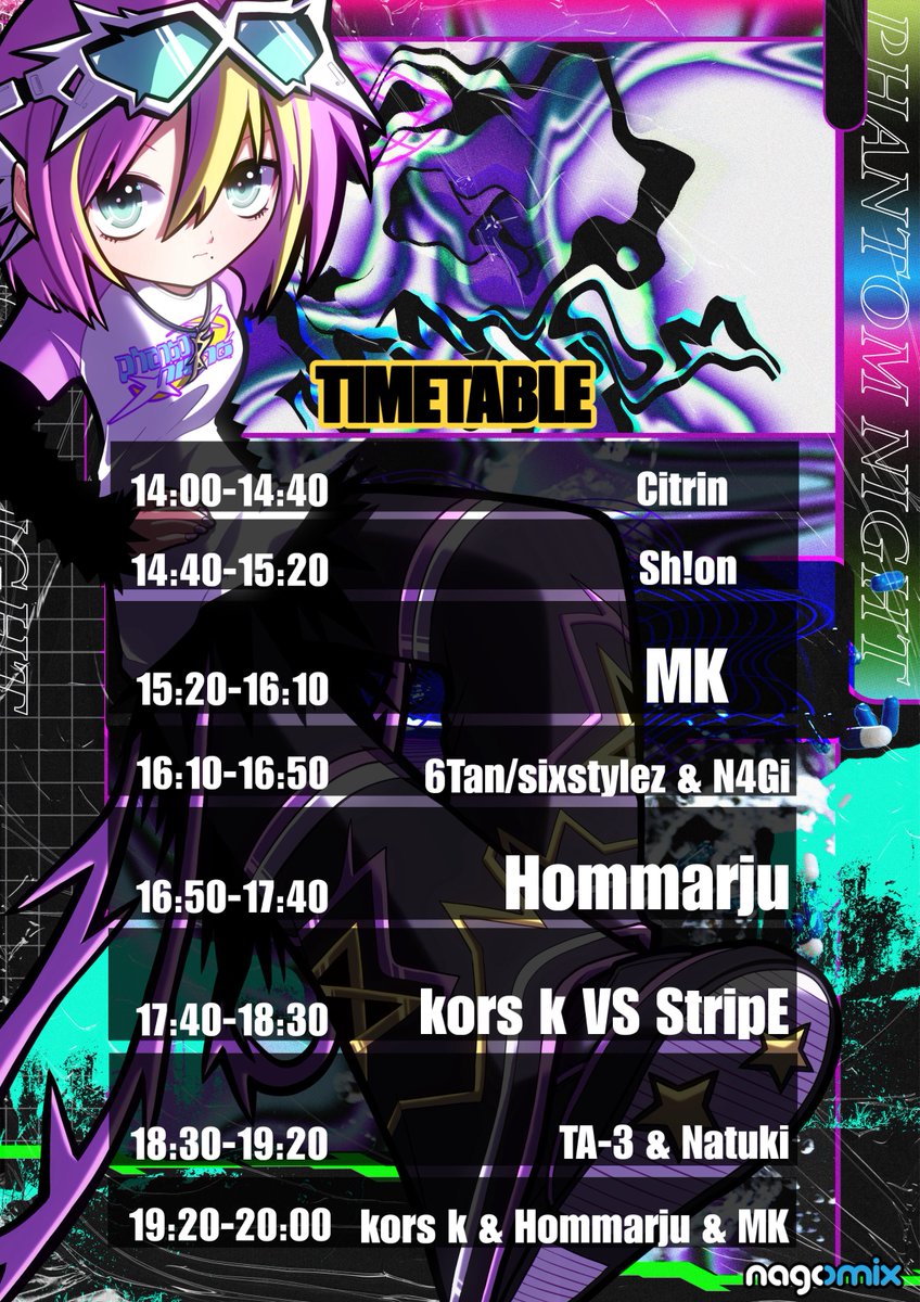 🪩告知🪩
🪬Phantom Night 7周年記念🪬
🗓2025.12.28 
🚪OPEN14:00-CLOSE20:00
📍渋谷nagomix

8月に行われたshuffleフォーカスが帰ってきた！！！

ワークショップはもちろん、踊れるカメラスタッフ、フライヤーを描いて頂いたTOTO-NKOもLIVEpaint&amp;VJで参戦!!!