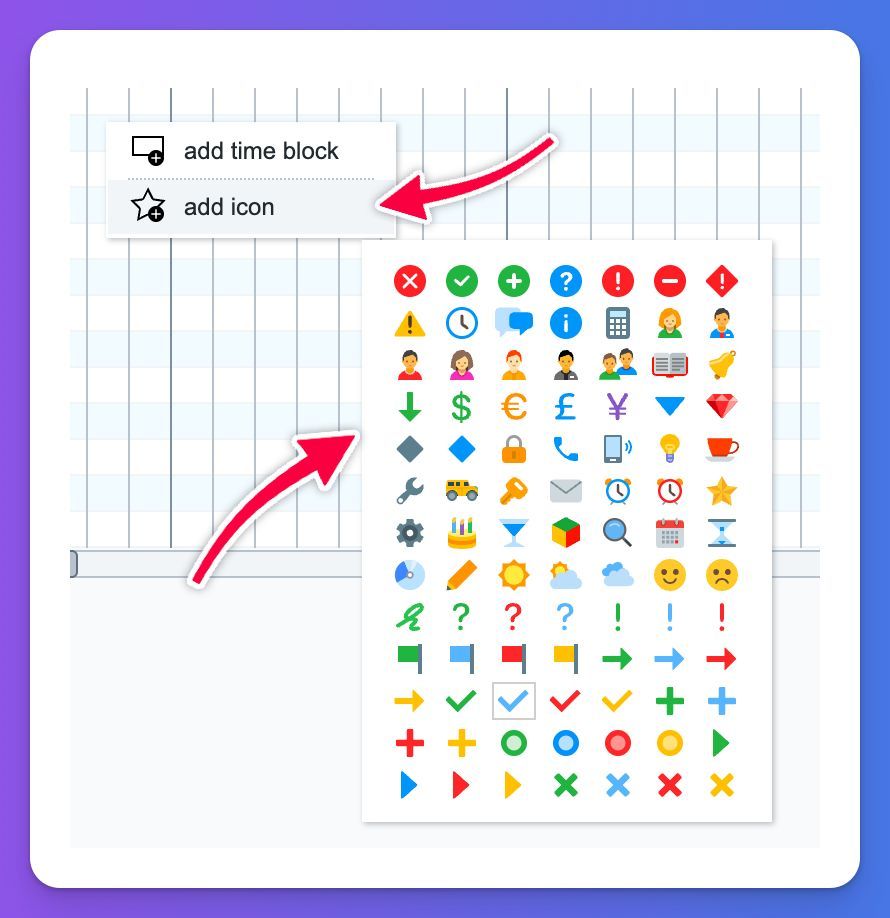 ganttify's tweet photo. 🚀 Bring your timelines to life — custom icons are now available to all Ganttify users!
Right-click a checkmark due date to assign an icon that makes important milestones pop.

https://t.co/IsORbWGUyV https://t.co/IS3ctcxWlZ