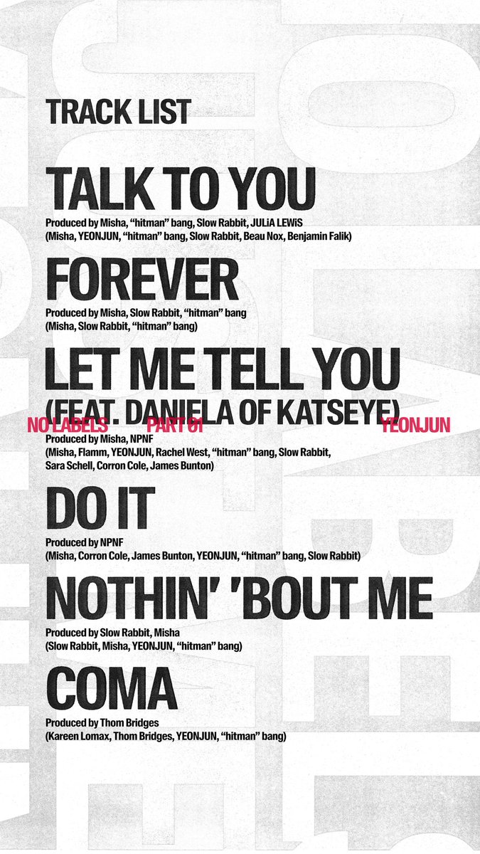 NO LABELS: PART 01 

—Tracklist