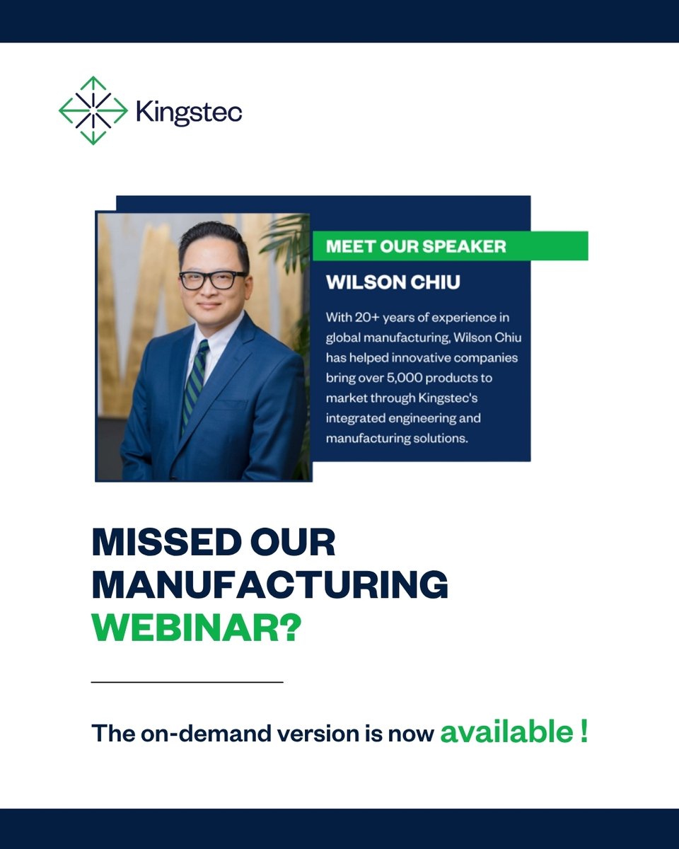Kingstec_Tech's tweet image. Missed our manufacturing webinar? The on-demand version is now available!

Watch the on-demand webinar now: bit.ly/45a398p

#Kingstec #KingstecTechnologies #ManufacturingStrategy #Webinar
