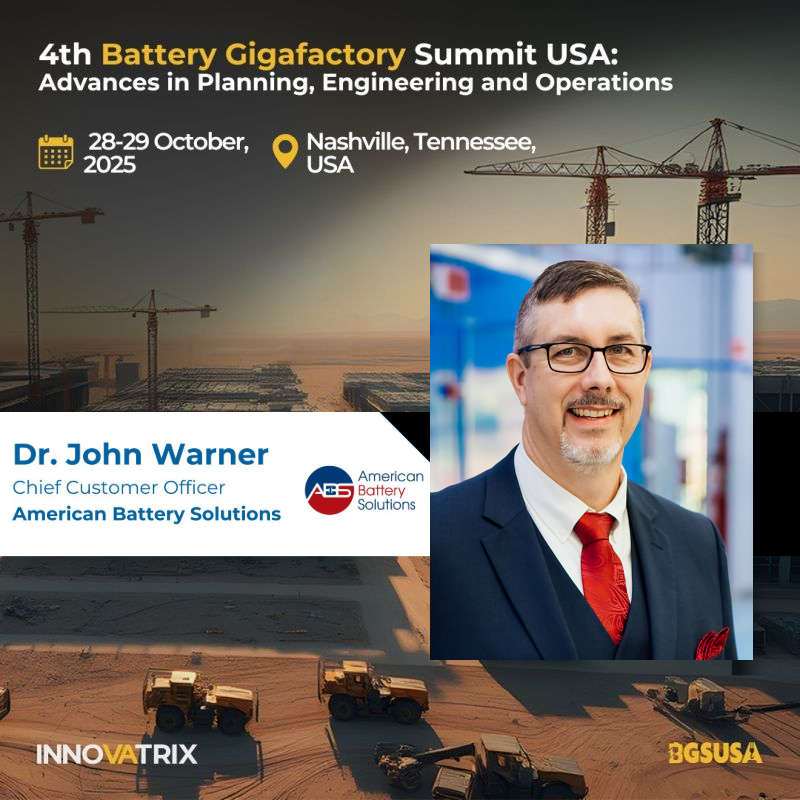 Next week, ABS’ Dr. John Warner will be the keynote speaker at Innovatrix’s 4th Battery Gigafactory Summit USA in Nashville! innovatrix.eu/4th-bgsusa