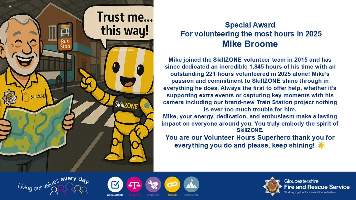 GlosSkillZone's tweet image. 💛 Volunteer Spotlight 💛

Meet Mike Broome, our Volunteer Hours Superhero! 🦸‍♂️

Want to get involved or book a free Home Fire Safety Check?
👉 Visit orlo.uk/nWAId
👉 Visit orlo.uk/srmHG

#SkillZONE #GFRS #VolunteerSpotlight #CommunitySafety #FireSafety