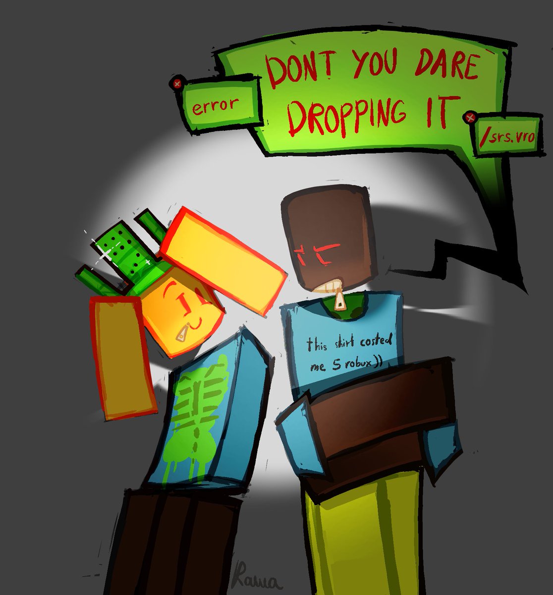 rawazoir's tweet image. They&apos;re cosplaying eachother

#roblox #1x1x1x1 #noob #1xnoob