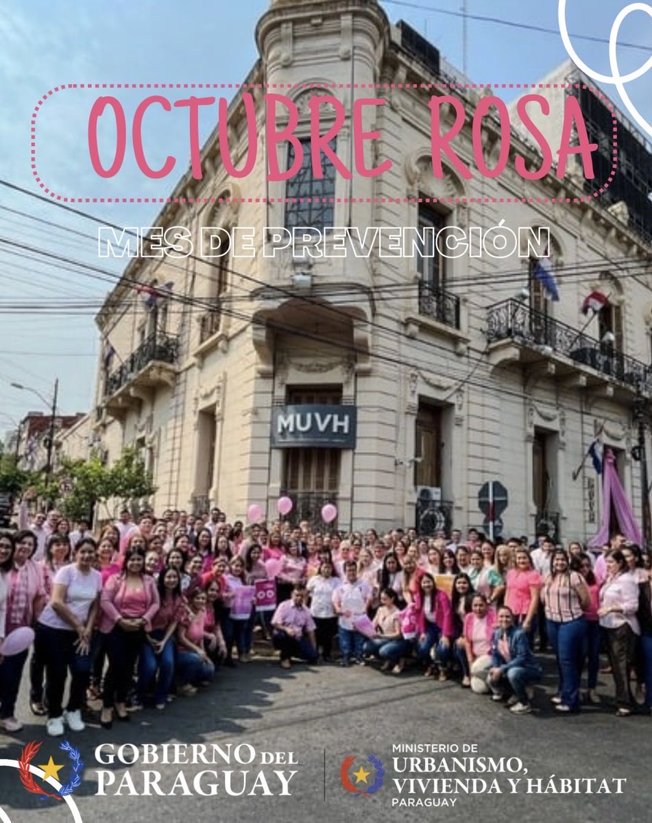 🎀 Bajo el lema “Hagamos de la prevención una tradición”, Octubre Rosa nos invita a detenernos, a mirar con el corazón y a reconocer la fuerza que hay en cada mujer. 

#GobiernoDelParaguay🇵🇾