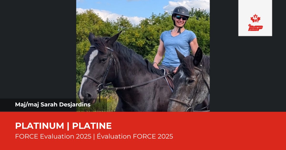 👏👏👏 Congratulations to Maj Sarah Desjardins for reaching the Platinum incentive level in her FORCE Evaluation 2025. 🥇Félicitations à la maj Sarah Desjardins pour avoir atteint le niveau d'encouragement Platine lors de son évaluation FORCE 2025. Bravo Zulu !