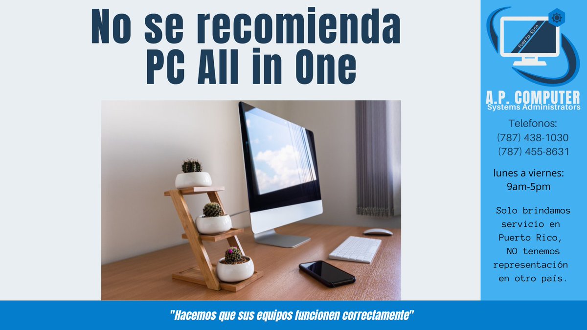 apcomputerprusa's tweet image. La All in One puede resultar conveniente debido al espacio que ocupa. Para repararla conlleva un alto riesgo de dañar la pantalla. En muchos casos, el costo de reemplazar la pantalla puede incluso superar el valor de la computadora en sí. 
#APComputer #APComputerPR #Dios #God