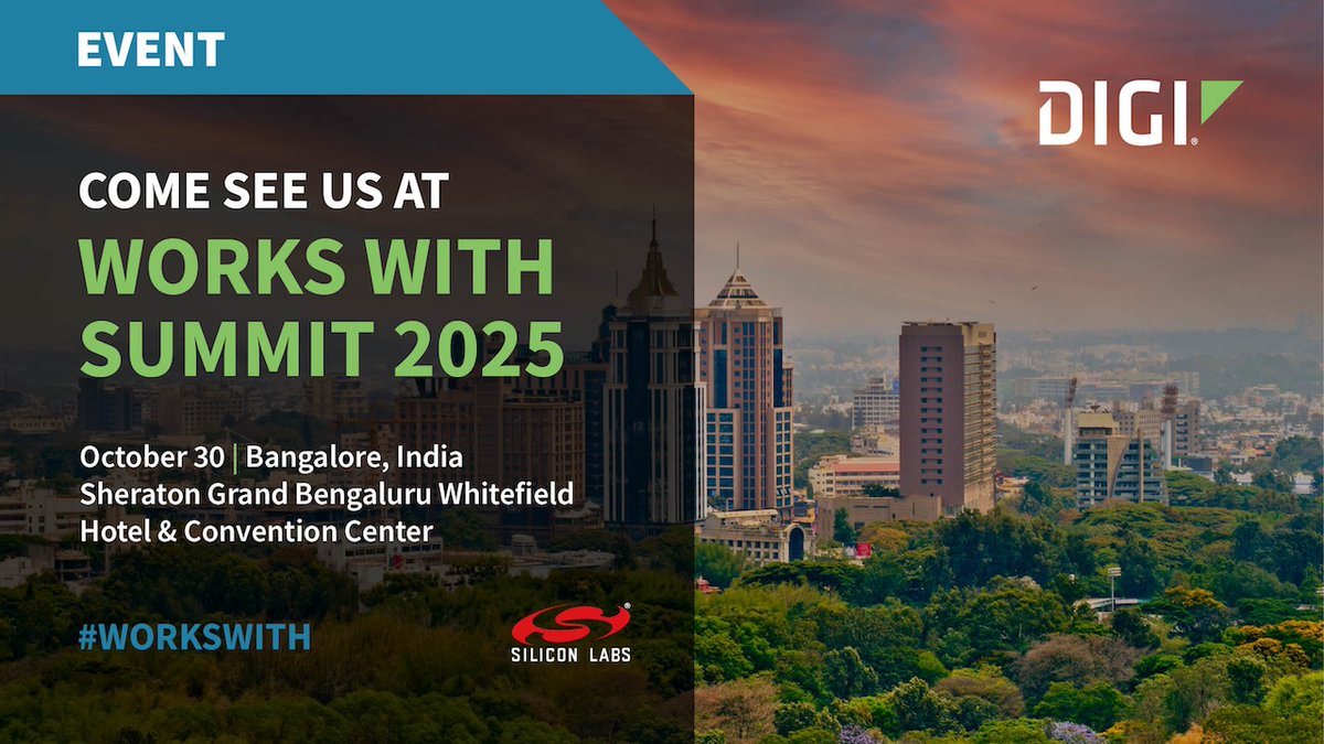 digidotcom's tweet image. Meet Digi at #WorksWith - Bangalore. Learn more about the upcoming availability of Digi #XBee® for Wi-SUN® — the industry’s first end-to-end solution designed to simplify and accelerate the rollout of secure, interoperable IP-based #mesh networks. Details: hubs.la/Q03Pq4Nq0