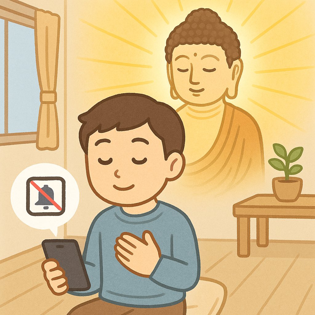 🌈スマホの通知をオフにする《離欲（りよく）》🌈

私たちの心は、常に何かに引き寄せられ、揺れ動いています。

スマホの通知音が鳴るたびに、気持ちがそちらへ奪われてしまうように、日々の生活でも「欲しい」「知りたい」「見たい」という欲が心を刺激します。