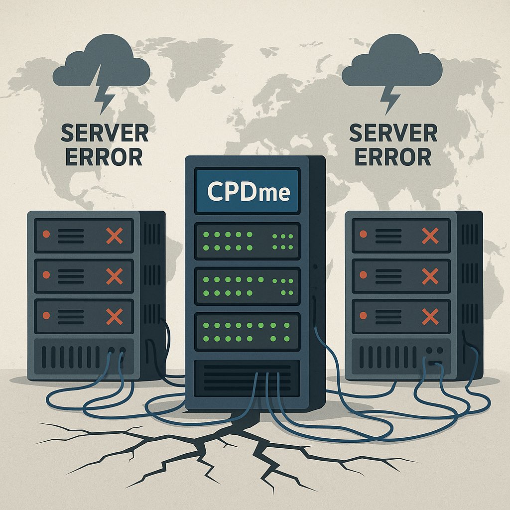cpdme's tweet image. 🌍 While the world battles a global server outage…
💪 CPDme is still standing strong!
Our backup servers are delivering 100% uptime — keeping your CPD portfolios safe, secure &amp;amp; live.

✅ No downtime
✅ No data loss
💙 #CPDme #AlwaysOn #ServerStatus