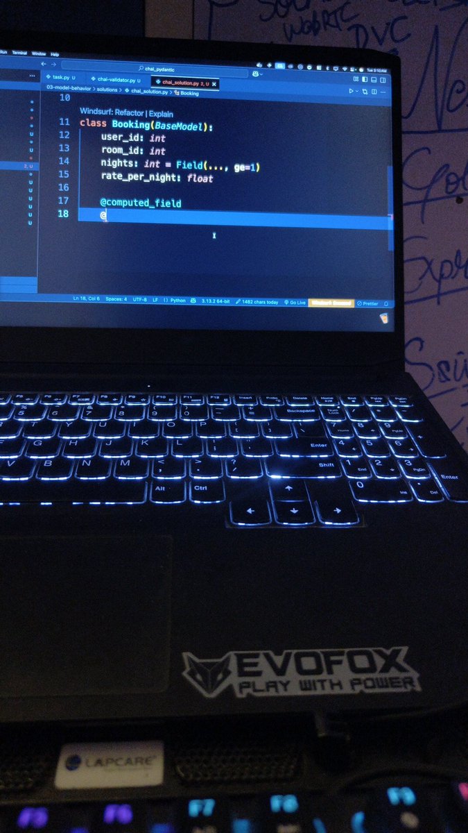 HarshKharw26262's tweet image. Whether it’s Diwali or not, the grind doesn’t stop. Learning Pydantic today — clean data validation, type safety, and models that make your backend bulletproof. #Python #FastAPI #Backend #Pydantic #DevLife #Coding