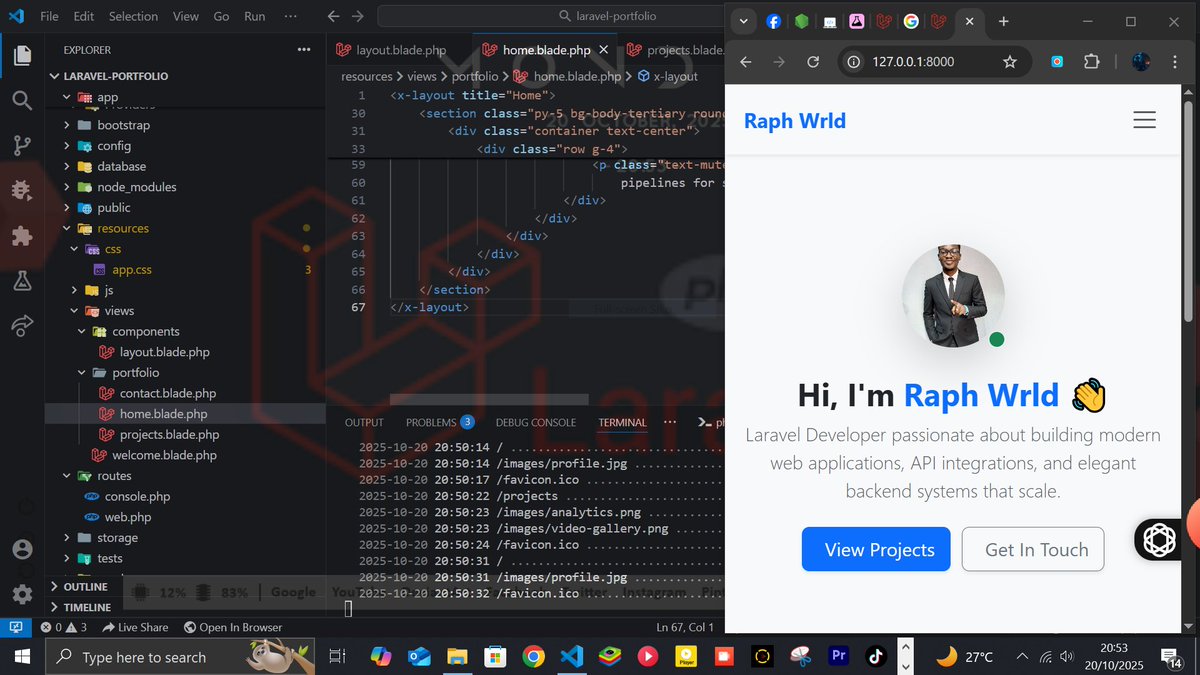 okoliepaul_'s tweet image. working  on my profolio with laravel, coming in nice #backenddeveloper #coding #laraveldeveloper