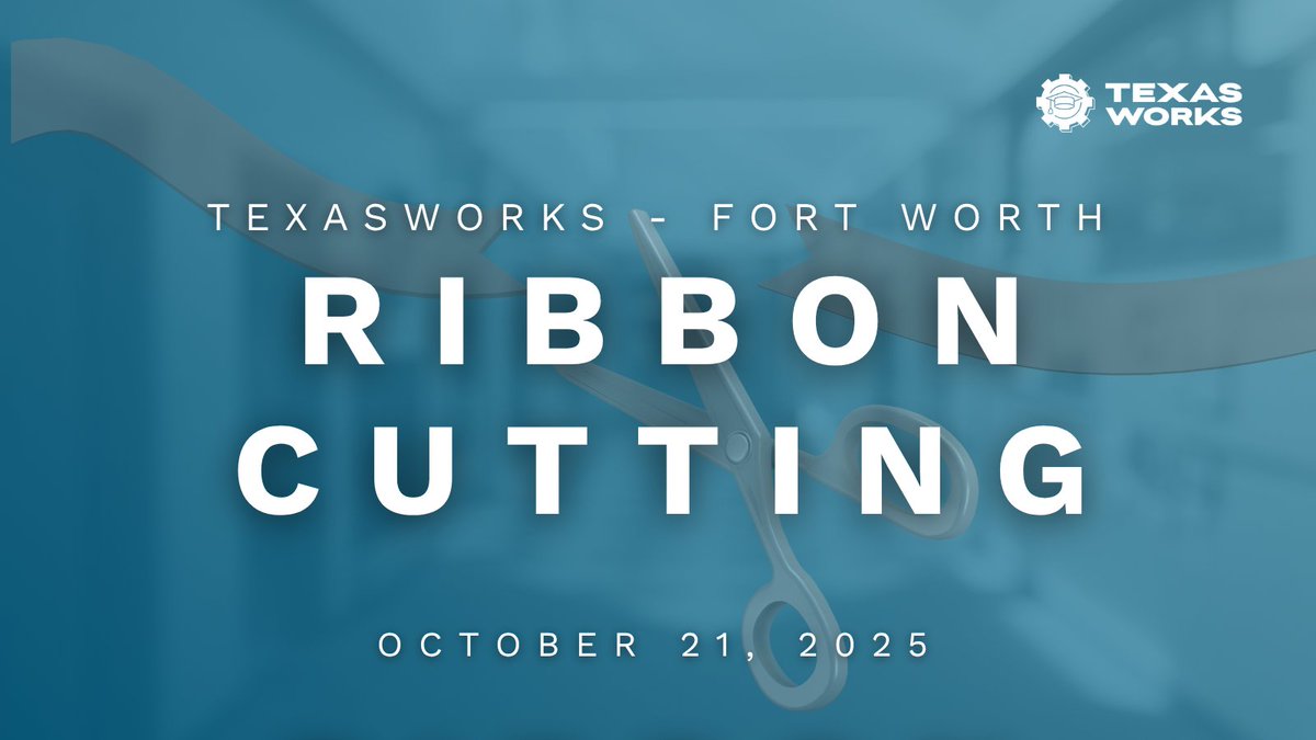 You're invited to celebrate the expansion of TexasWorks in Fort Worth! 🎉

📅 TOMORROW, Oct. 21 | 🕙 10 AM
📍 319 Lipscomb St., Fort Worth, TX

Join us as we open new doors for adult learners. Hear from Acting Comptroller Kelly Hancock &amp; more!

🔗 texasworks.com