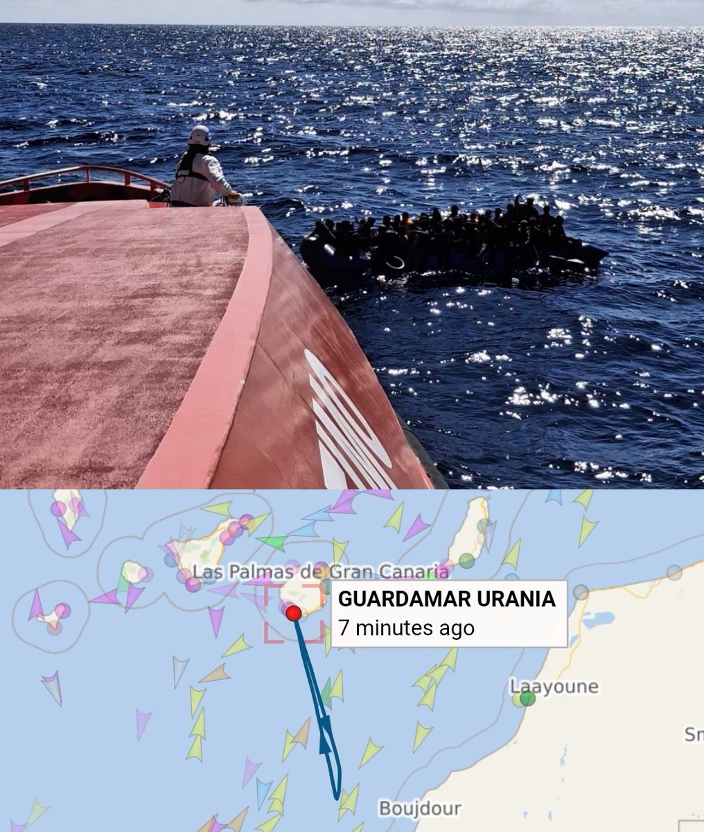 🔴 Salvamento Marítimo recogiendo a 63 inmigrantes ilegales a 172 kilómetros de Gran Canaria.

🚖⚓ El taxi de las mafias.