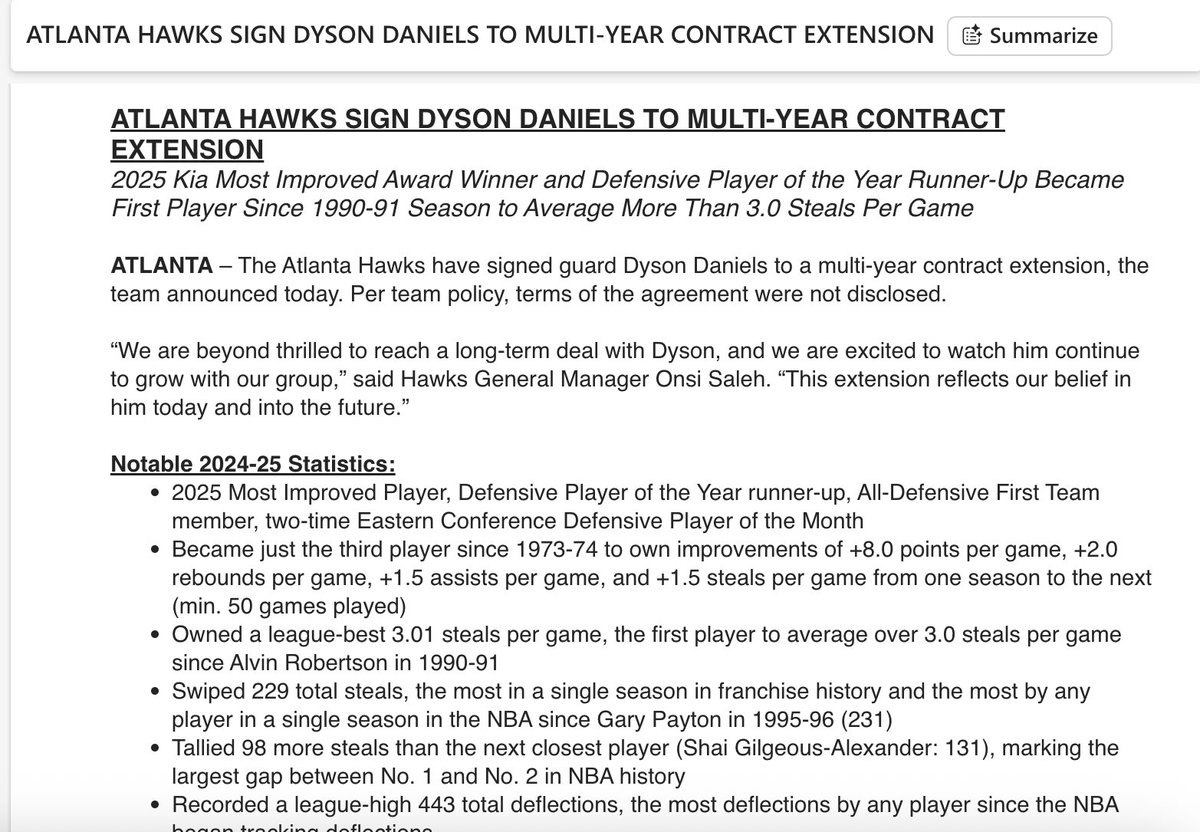 And the Hawks make the Dyson Daniels extension is official. 
