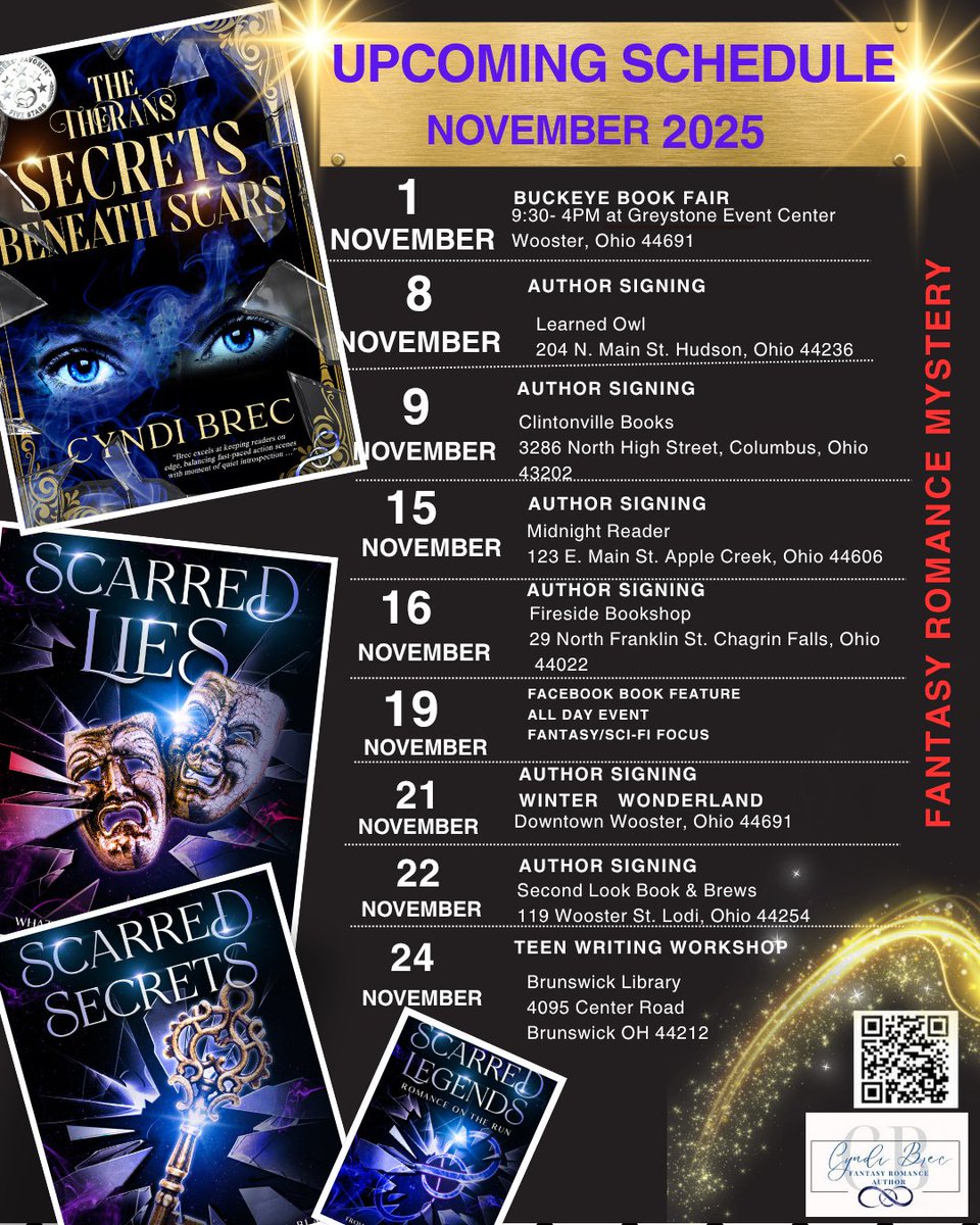 This fall isn't just about pumpkin spice, it's about stories, adventures, and unforgettable moments. I'll be popping up at some amazing fall events. Check them out. I'd love to see you! #booksignings #fantasy #slowburn #TheTheransSeries #Mysteries #love