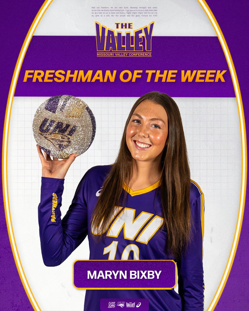 BACK-TO-BACK FOR BIXBY!!! 🏆 🏆 

Maryn Bixby has been named the MVC Freshman of the Week for a second consecutive week!

📰 bit.ly/3J4W0hn

#EverLoyal | #1UNI